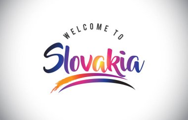 Slovakya hoş geldiniz iletisinde mor canlı Modern renkler vektör çizim.