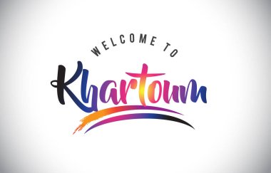 Khartoum hoş geldiniz iletisinde mor canlı Modern renkler vektör çizim.