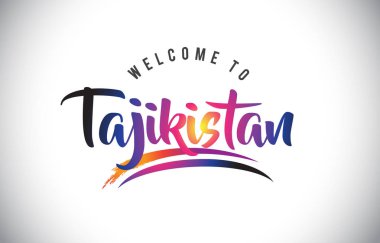 Tacikistan hoş geldiniz iletisinde mor canlı Modern renkler vektör çizim.