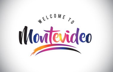 Montevideo hoş geldiniz iletisinde mor canlı Modern renkler vektör çizim.