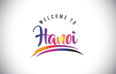 Hanoi hoş geldiniz iletisinde mor canlı Modern renkler vektör çizim.