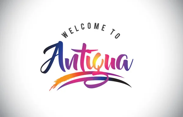 Witamy Antigua Wiadomość Fioletowy Nowoczesny Wibrujący Kolory Ilustracja Wektorowa — Wektor stockowy
