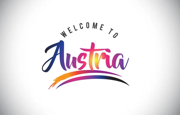 Austria Bienvenido Mensaje Colores Modernos Vibrantes Púrpura Vector Illustration — Vector de stock