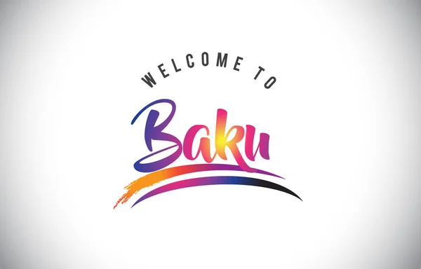 Μπακού Καλώς Ήρθατε Μήνυμα Στο Μωβ Δονούμενα Χρώματα Μοντέρνα Εικονογράφηση — Διανυσματικό Αρχείο