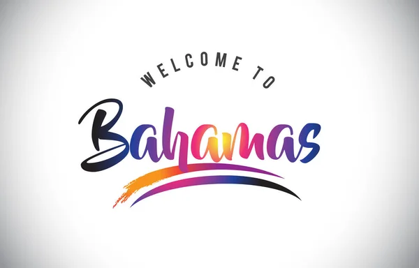 Bahamas Welcome Message Purple Vibrant Modern Colors Vector Illustration — Stock Vector