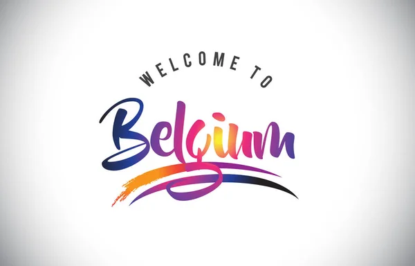 Bélgica Bienvenido Mensaje Colores Modernos Vibrantes Púrpura Vector Illustration — Vector de stock
