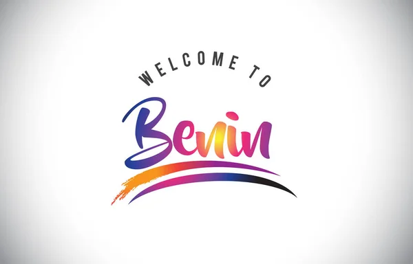 Benin Willkommen Botschaft Violett Lebendigen Modernen Farben Vektorillustration — Stockvektor