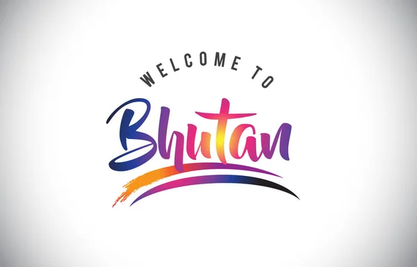 Bhutan Willkommen Botschaft Violett Lebendigen Modernen Farben Vektorillustration — Stockvektor