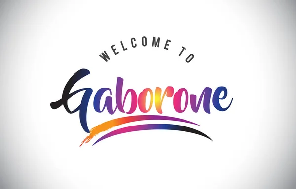 Gaborone Welcome Message Purple Vibrant Modern Colors Vector Illustration — Stock Vector