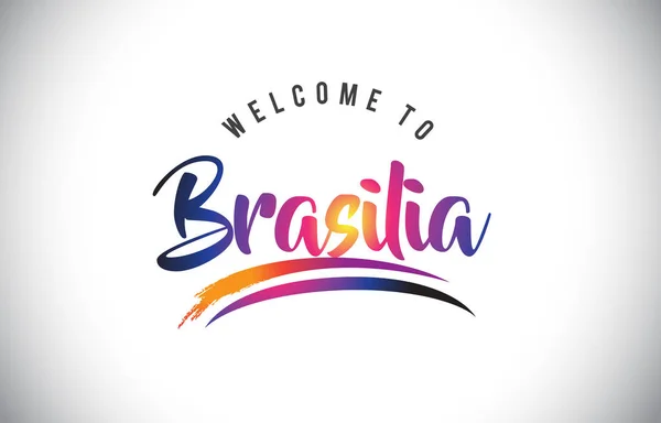Brasilia Welcome Message Purple Vibrant Modern Colors Vector Illustration — стоковый вектор