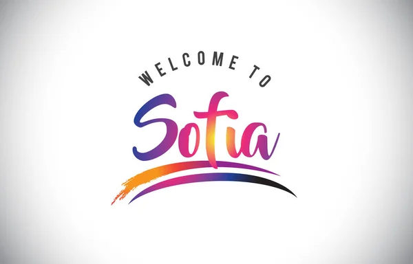 Sofia Bienvenido Mensaje Colores Modernos Vibrantes Púrpura Vector Illustration — Archivo Imágenes Vectoriales
