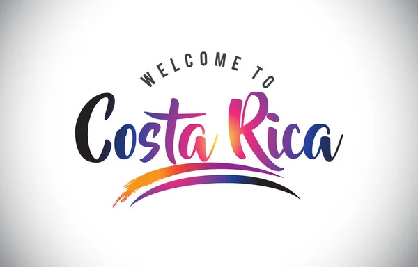 Costa Rica Bienvenue Message Dans Les Couleurs Modernes Vibrantes Violettes — Image vectorielle