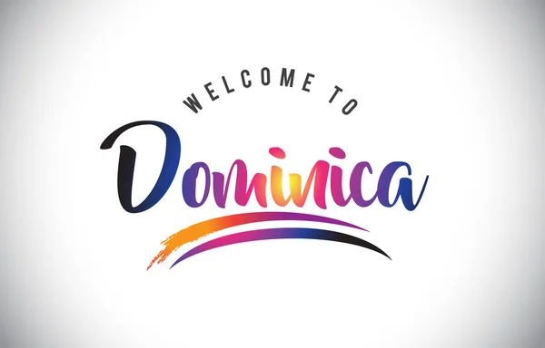 Dominica Welcome Message Purple Vibrant Modern Colors Vector Illustration — Stock Vector