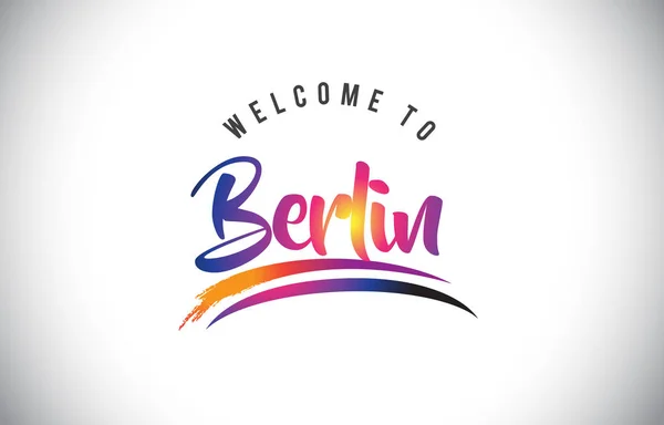 Berlín Bienvenido Mensaje Colores Modernos Vibrantes Púrpura Vector Illustration — Vector de stock