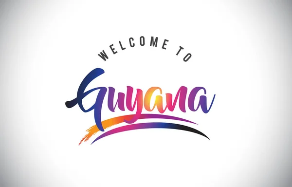 Guyana Welcome Message Purple Vibrant Modern Colors Vector Illustration — Stock Vector