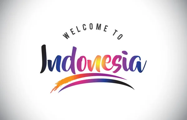 Indonesia Bienvenido Mensaje Colores Modernos Vibrantes Púrpura Vector Illustration — Vector de stock