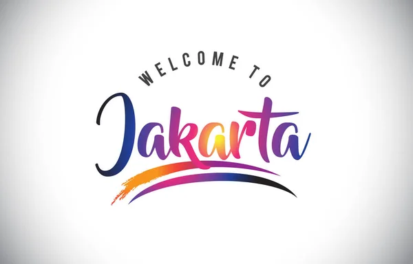 Jakarta Welcome Message Purple Vibrant Modern Colors Vector Illustration Dalam - Stok Vektor