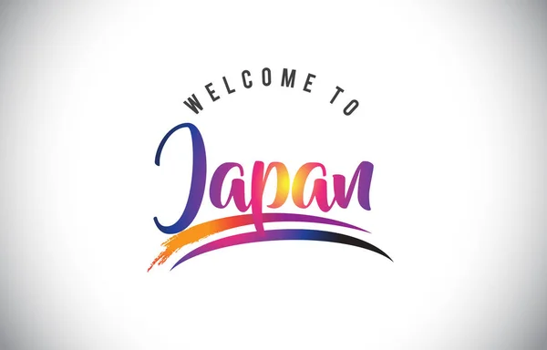Giappone Benvenuti Messaggio Viola Vibrante Colori Moderni Vector Illustrazione — Vettoriale Stock