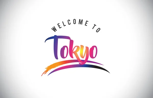 Tokyo Welcome Message Purple Vibrant Modern Colors Vector Illustration — Stock Vector
