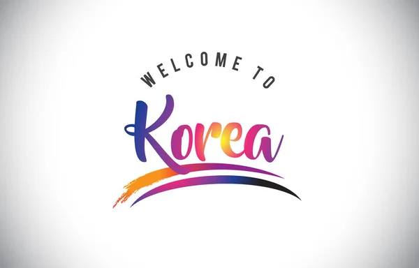 Coreia Bem Vindo Mensagem Roxo Vibrante Cores Modernas Vector Ilustração —  Vetores de Stock