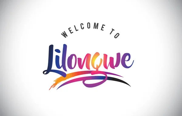 Lilongwe Welcome Message Purple Vibrant Modern Colors Vector Illustration — Stock Vector