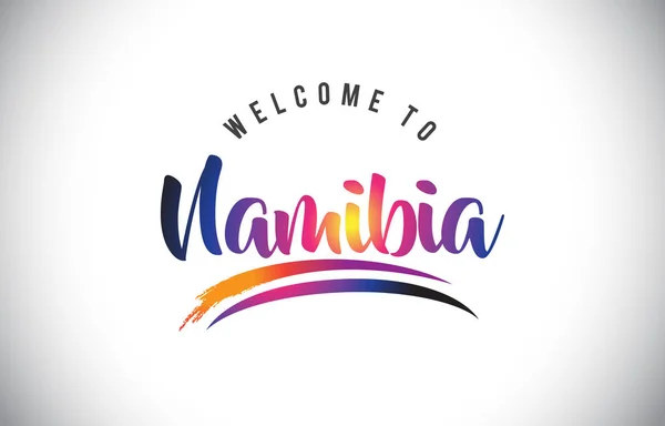 Namibia Bienvenido Mensaje Colores Modernos Vibrantes Púrpura Vector Illustration — Vector de stock