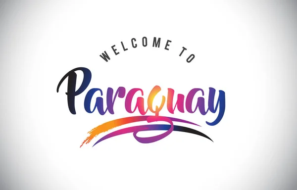 Paraguay Welcome Message Purple Vibrant Modern Colors Vector Illustration — Stock Vector