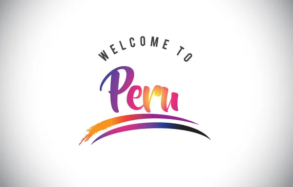 Pérou Bienvenue Message Dans Les Couleurs Modernes Vibrantes Violettes Illustration — Image vectorielle
