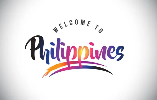 Filipinas Bienvenido Mensaje Colores Modernos Vibrantes Púrpura Vector Illustration — Vector de stock