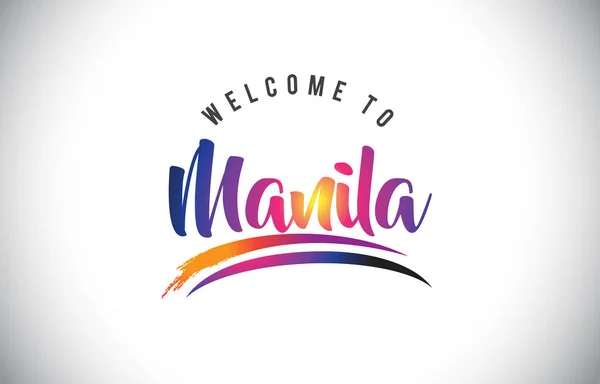 Manila Bienvenido Mensaje Colores Modernos Vibrantes Púrpura Vector Ilustración — Vector de stock