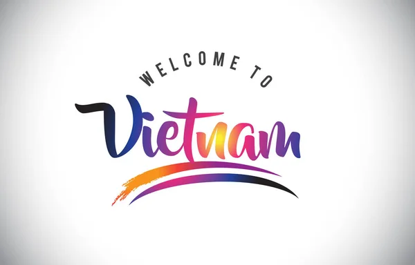 Witamy Wietnamie Wiadomość Ilustracji Wektorowych Fioletowy Żywe Kolory Nowoczesne — Wektor stockowy