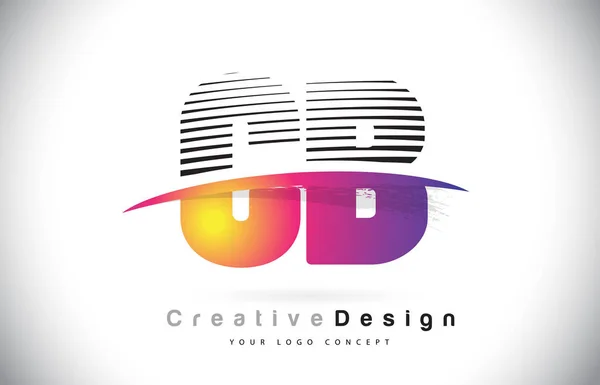 Projektowanie Logo List Kreatywnych Linie Swosh Ilustracji Wektorowych Kolor Fioletowy — Wektor stockowy