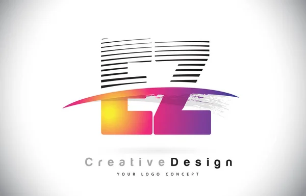 List Logo Design Kreatywnych Linie Swosh Ilustracji Wektorowych Kolor Fioletowy — Wektor stockowy