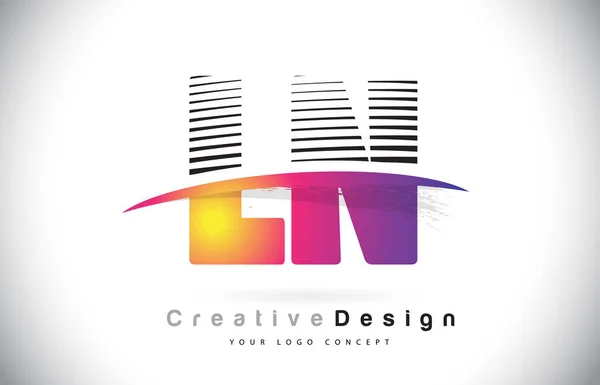 Lettre Logo Design Avec Lignes Créatives Swosh Brosse Violette Illustration — Image vectorielle