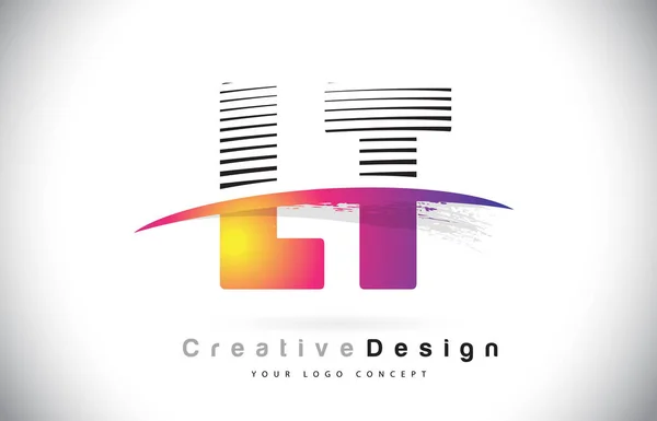 Lettre Logo Design Avec Des Lignes Créatives Swosh Brosse Pourpre — Image vectorielle