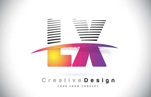 Letter Logo Design Con Linee Creative Swosh Colore Viola Pennello — Vettoriale Stock