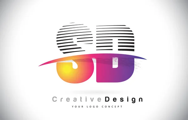 Projekt Logo List Kreatywnych Linie Swosh Ilustracji Wektorowych Kolor Fioletowy — Wektor stockowy