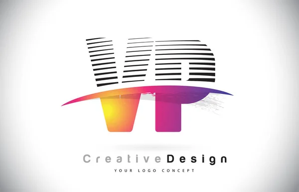 Lettre Logo Design Avec Des Lignes Créatives Swosh Brosse Violette — Image vectorielle