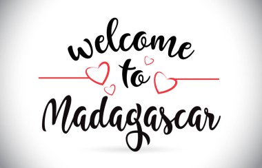 Sana'a hoş geldiniz iletisi vektör Caligraphic metin kırmızı sevgi kalpleri çizim ile.