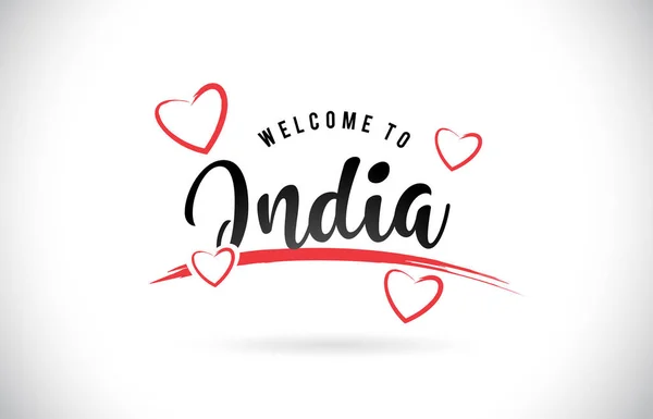 Indien Välkommen Till Word Text Med Handskrivna Typsnitt Och Röd — Stock vektor