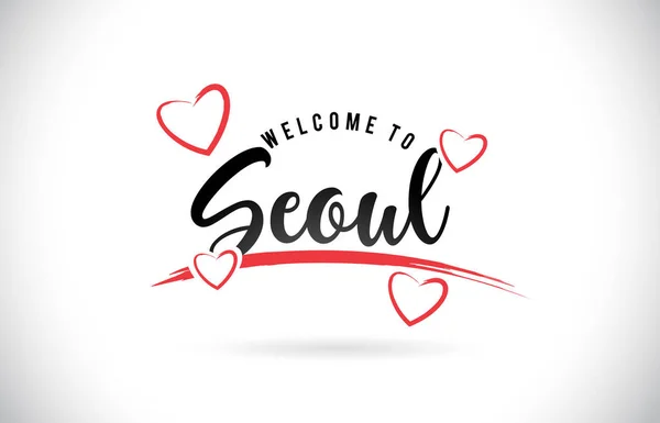 Seoul Välkommen Till Word Text Med Handskrivna Typsnitt Och Röd — Stock vektor