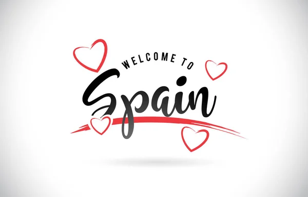 Španělsko Vítá Vás Aplikace Word Text Ručně Psané Písmo Červená — Stockový vektor