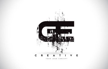 GE G E Grunge Fırça mektup Logo tasarımı siyah renklerde. Yaratıcı fırça harfler vektör çizim.