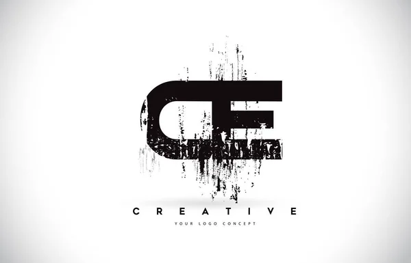 Grunge Brush Dopis Logo Design Černých Barvách Creative Brush Dopisy — Stockový vektor