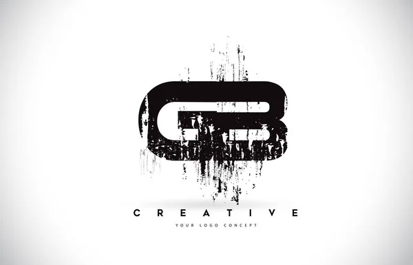 Grunge Fırça Mektup Logo Tasarımı Siyah Renklerde Yaratıcı Fırça Harfler — Stok Vektör