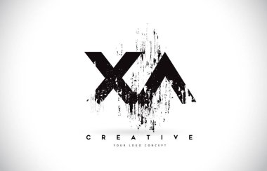 XA X bir Grunge Fırça mektup Logo tasarımı siyah renk. Yaratıcı fırça harfler vektör çizim.