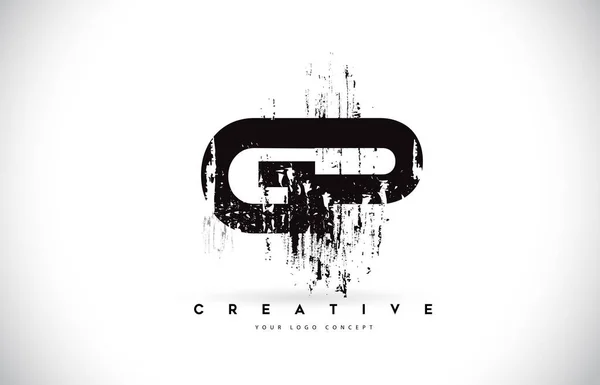 Grunge Brosse Lettre Logo Design Couleurs Noires Brosse Créative Lettres — Image vectorielle