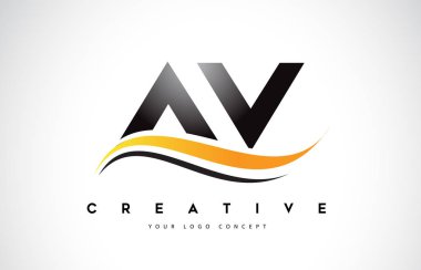 AV V Swoosh mektup Logo tasarımı Modern sarı ile Swoosh eğik çizgiler vektör çizim.