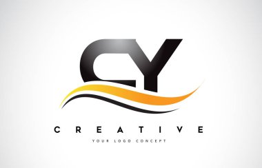 Cy C Y Swoosh mektup Logo tasarımı Modern sarı ile Swoosh eğik çizgiler vektör çizim.