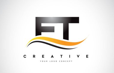 Ft F T Swoosh mektup Logo tasarımı Modern sarı ile Swoosh eğik çizgiler vektör çizim.